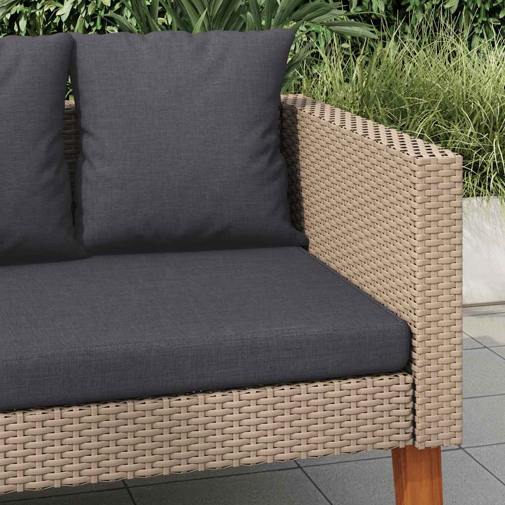 2-seater garden sofa with cushions poly rattan beige