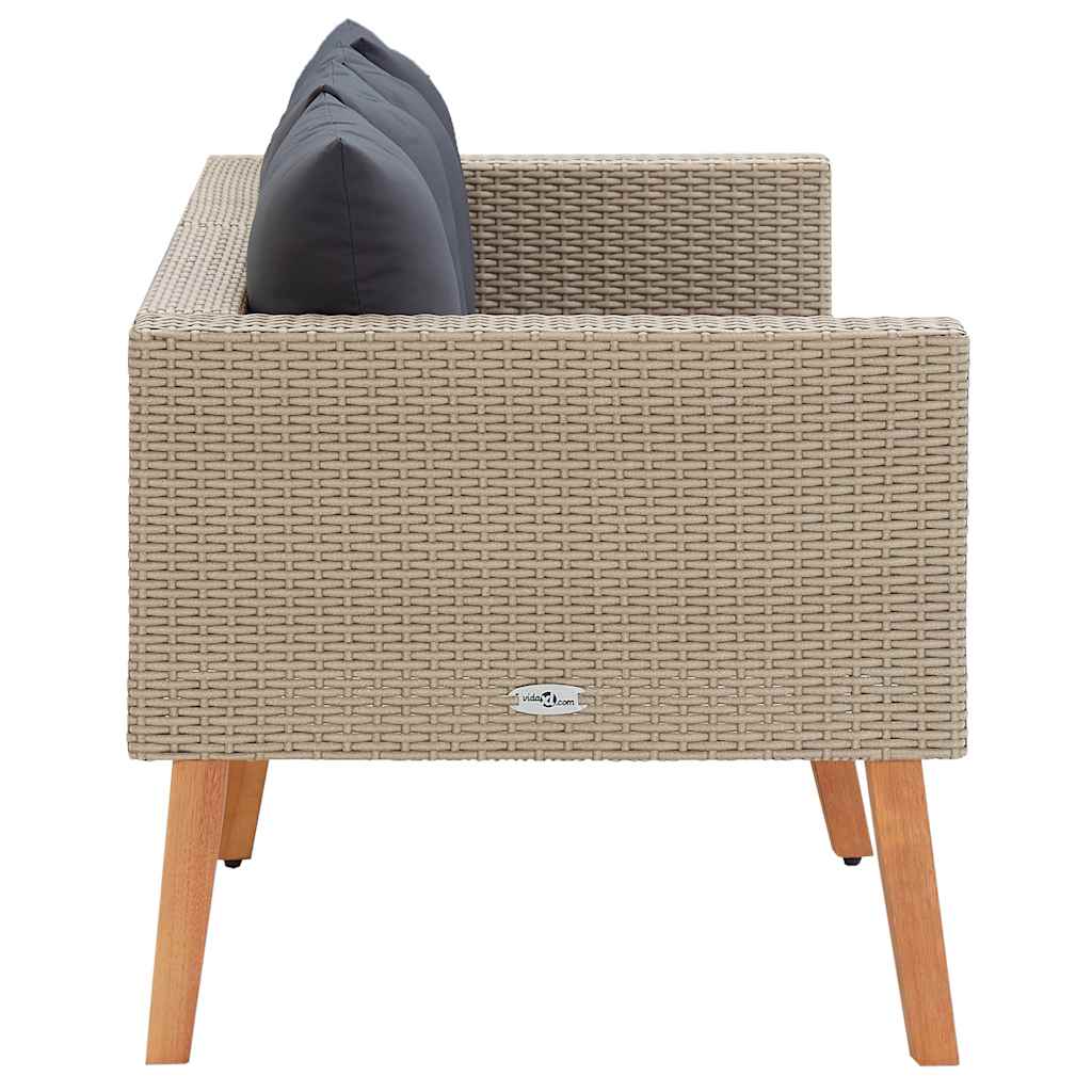 2-seater garden sofa with cushions poly rattan beige