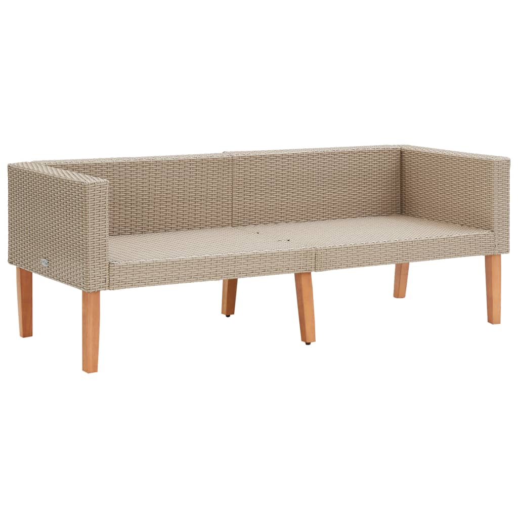 2-seater garden sofa with cushions poly rattan beige