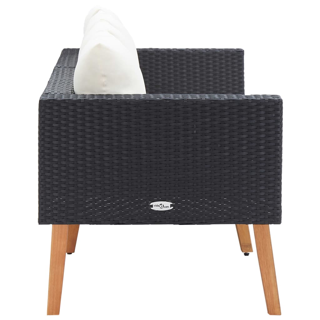 2-seater garden sofa with cushions poly rattan black