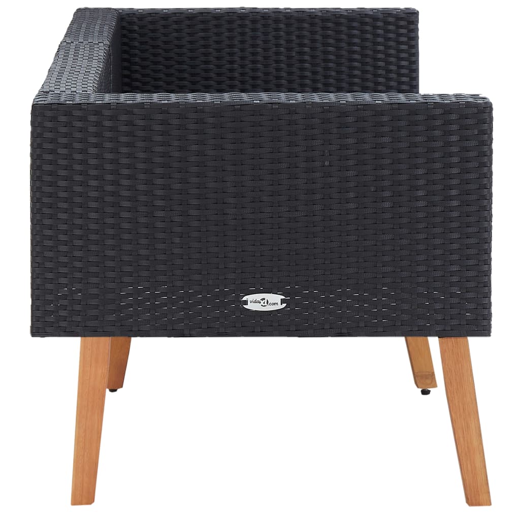 2-seater garden sofa with cushions poly rattan black