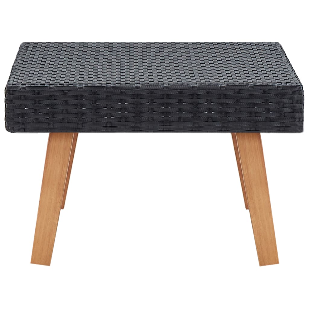 Table basse de jardin en résine tressée noire