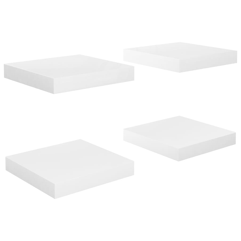 Étagères flottantes, 4 pièces, blanc brillant, 23 x 23,5 x 3,8 cm, MDF