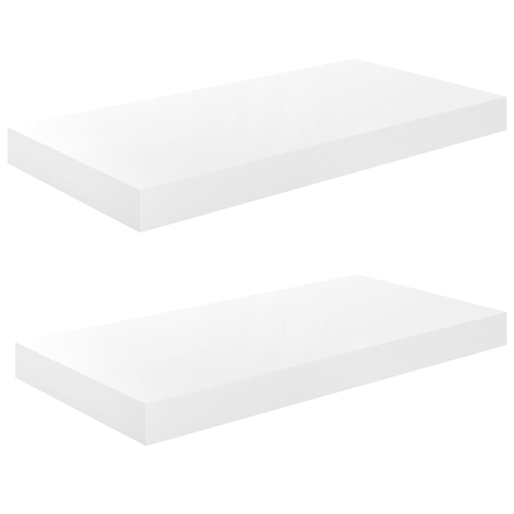 Étagères flottantes, lot de 2, blanc brillant, 50 x 23 x 3,8 cm, MDF