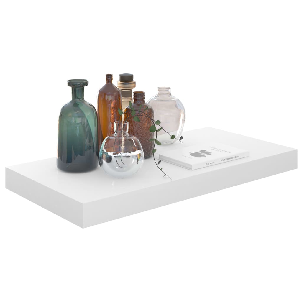 Étagères flottantes, lot de 2, blanc brillant, 50 x 23 x 3,8 cm, MDF