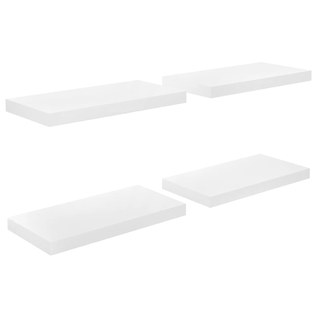 Étagères flottantes, 4 pièces, blanc brillant, 50 x 23 x 3,8 cm, MDF