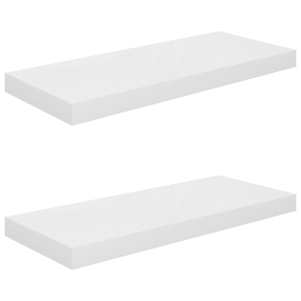 Étagères flottantes, lot de 2, blanc brillant, 60 x 23,5 x 3,8 cm, MDF
