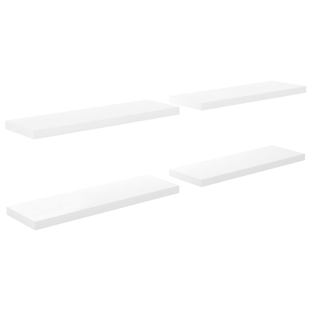 Étagères flottantes, 4 pièces, blanc brillant, 80 x 23,5 x 3,8 cm, MDF