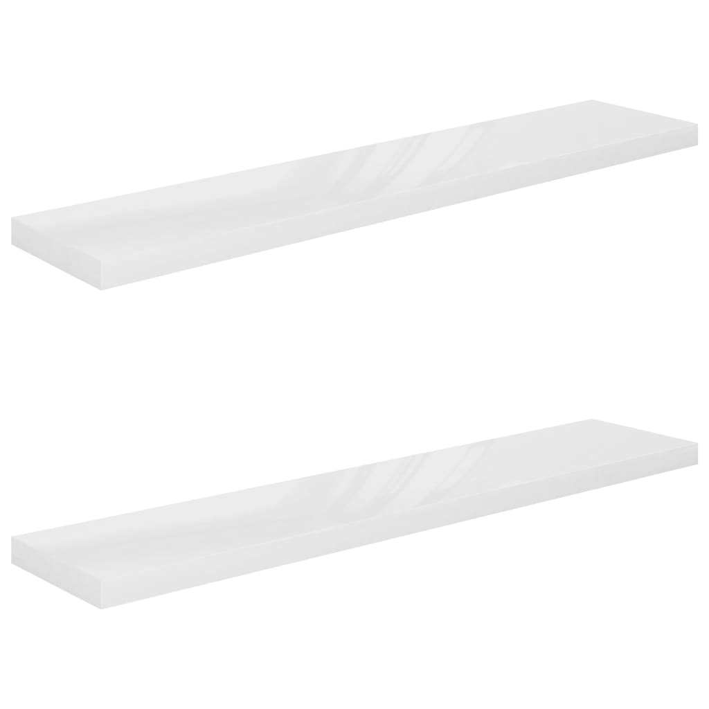 Étagères flottantes, lot de 2, blanc brillant, 120 x 23,5 x 3,8 cm, MDF