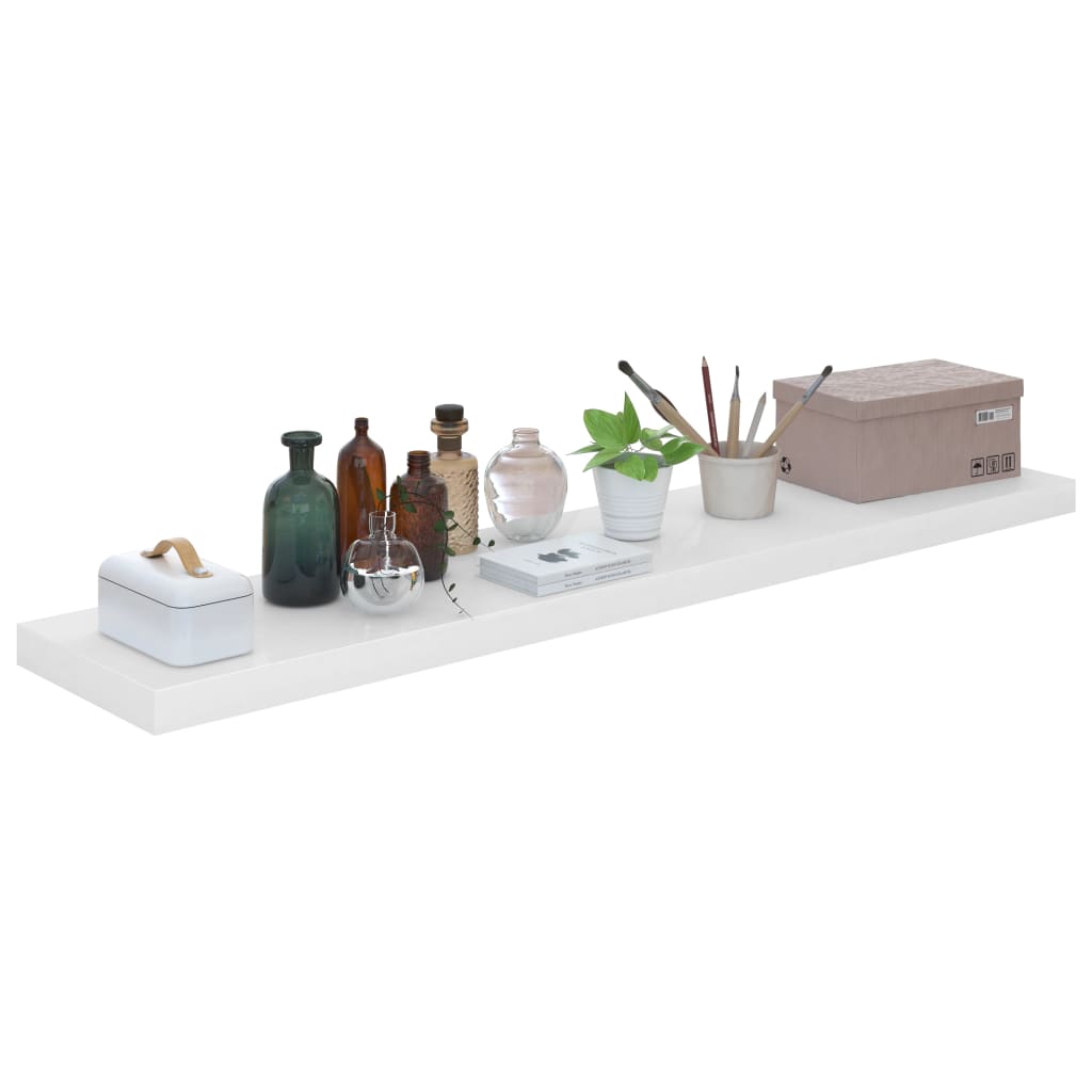 Étagères flottantes, lot de 2, blanc brillant, 120 x 23,5 x 3,8 cm, MDF