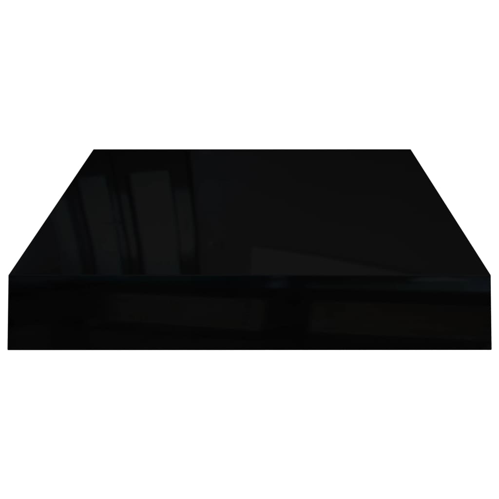 Étagères flottantes, lot de 2, noir brillant, 40 x 23 x 3,8 cm, MDF