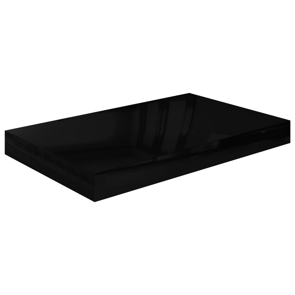 Floating shelves 4 pcs. High-gloss black 40x23x3.8 cm MDF