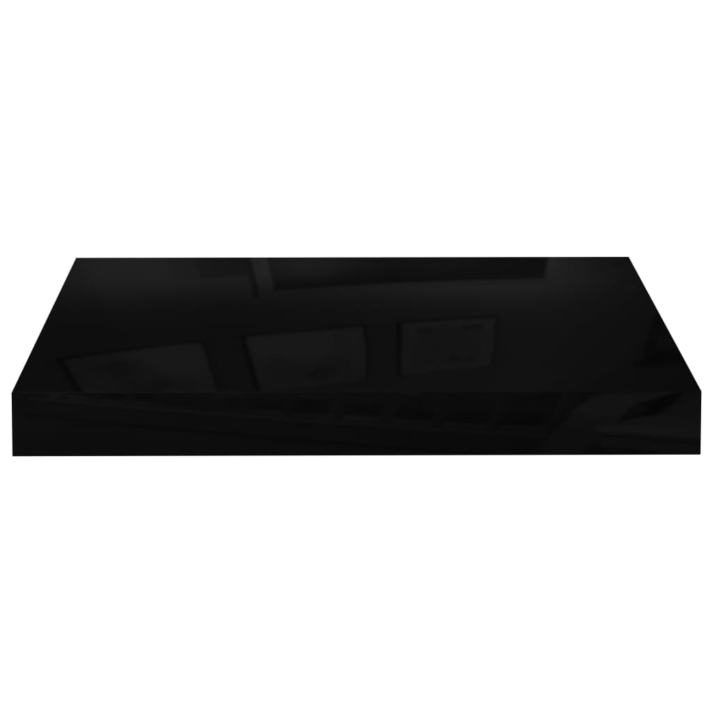 Floating shelves 4 pcs. High-gloss black 40x23x3.8 cm MDF