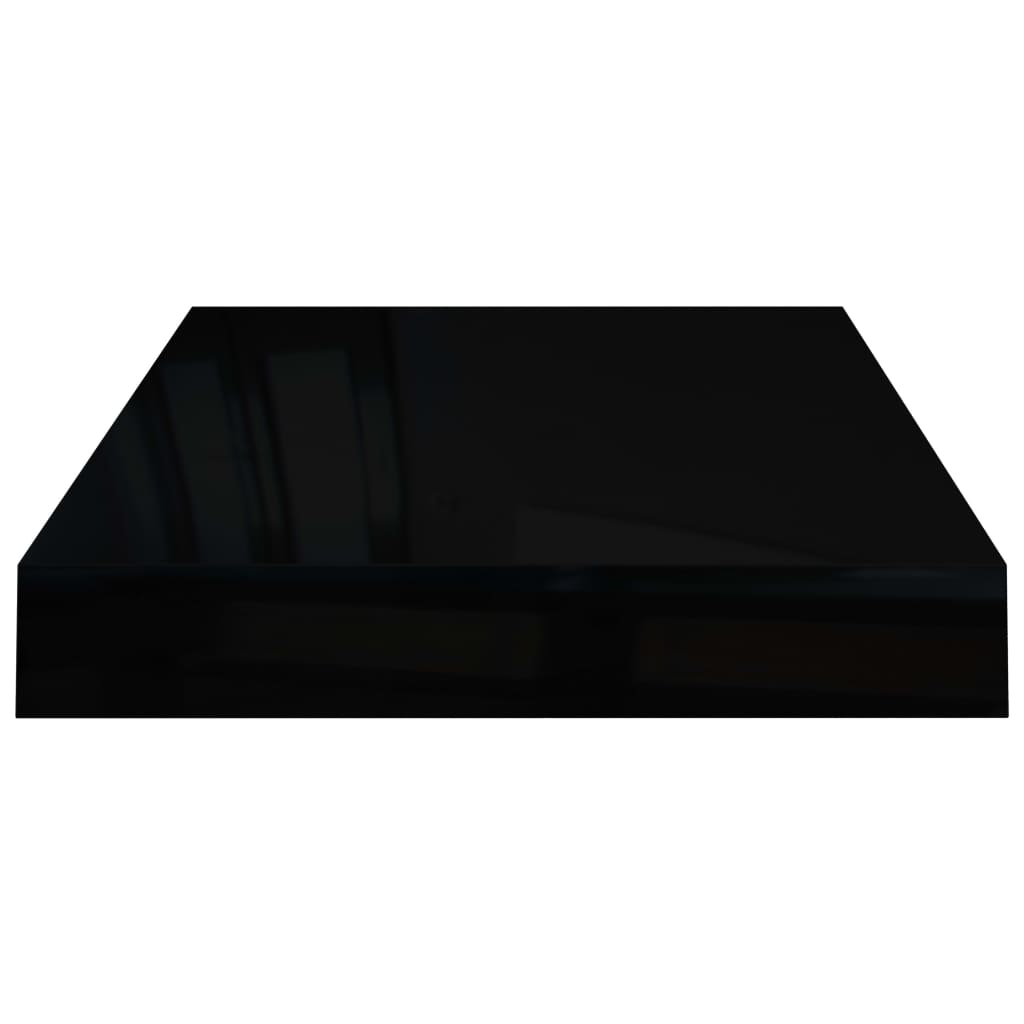 Floating shelves 4 pcs. High-gloss black 40x23x3.8 cm MDF