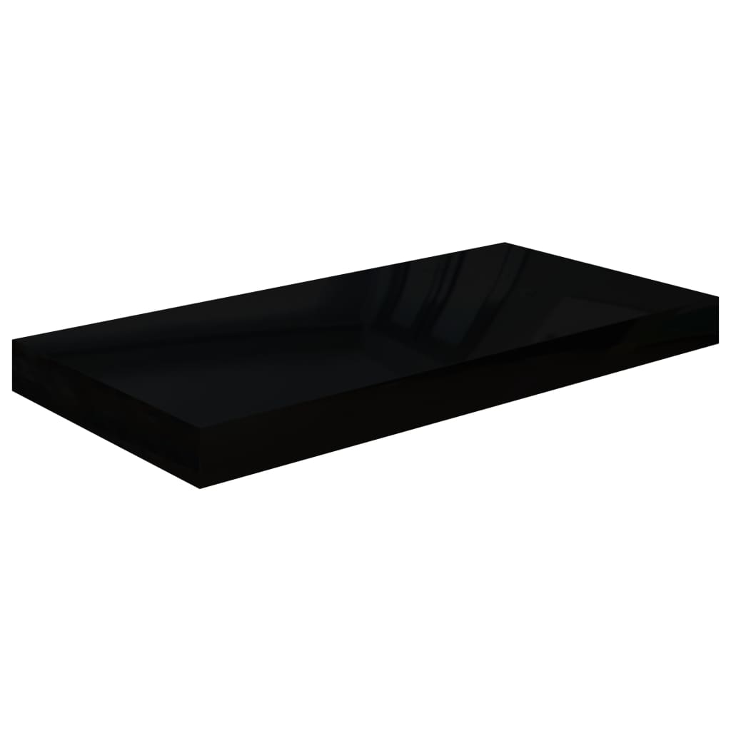 Étagères flottantes, lot de 4, noir brillant, 50 x 23 x 3,8 cm, MDF