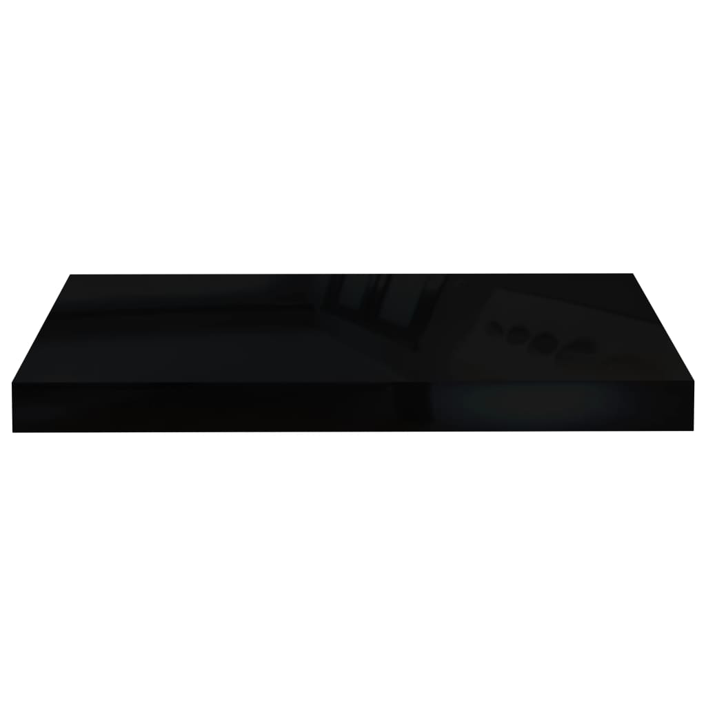 Étagères flottantes, lot de 4, noir brillant, 50 x 23 x 3,8 cm, MDF