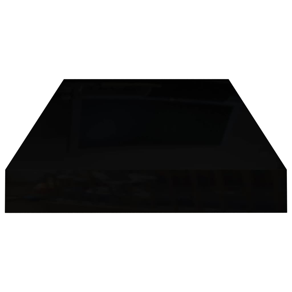 Étagères flottantes, lot de 4, noir brillant, 50 x 23 x 3,8 cm, MDF