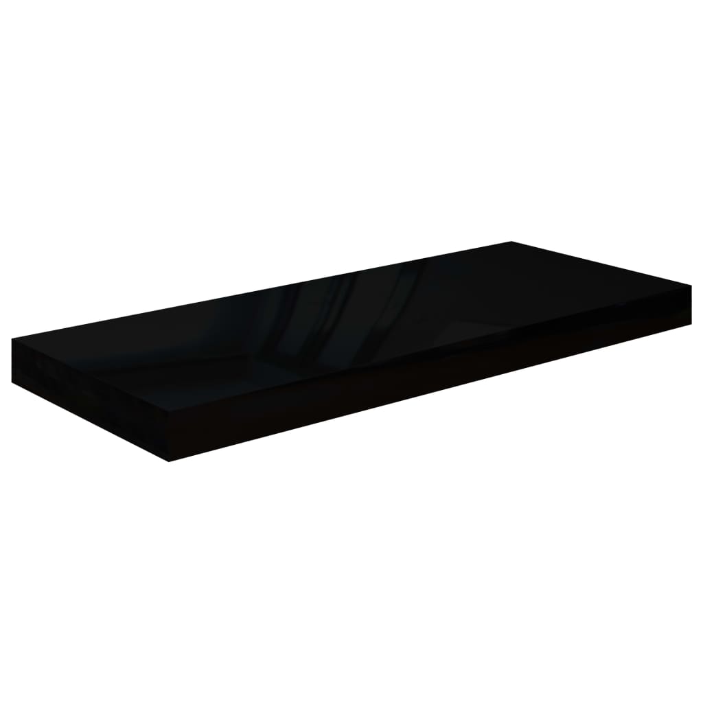 Étagères flottantes, lot de 2, noir brillant, 60 x 23,5 x 3,8 cm, MDF