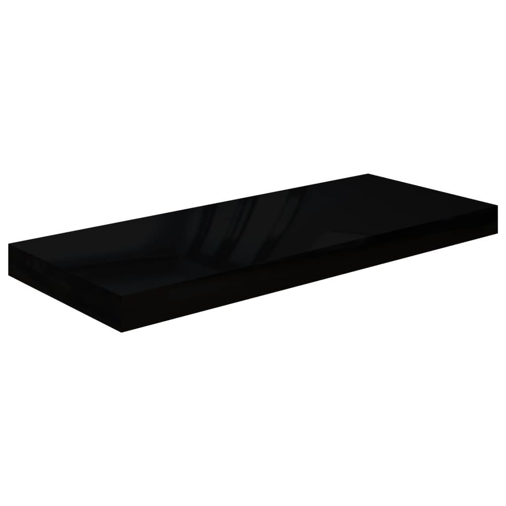 Étagères flottantes, lot de 4, noir brillant, 60 x 23,5 x 3,8 cm, MDF