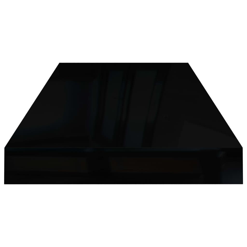 Étagères flottantes, lot de 4, noir brillant, 60 x 23,5 x 3,8 cm, MDF