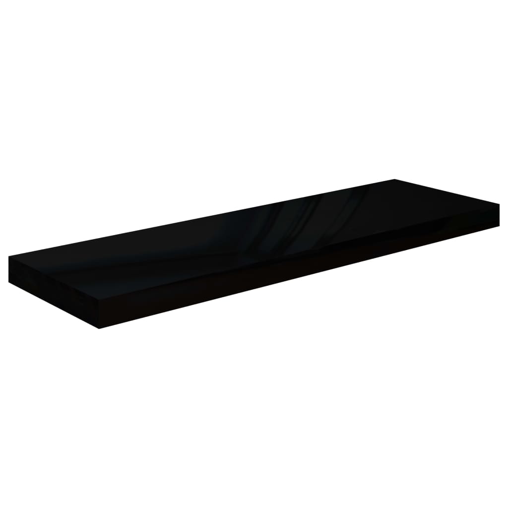 Étagères flottantes, lot de 2, noir brillant, 80 x 23,5 x 3,8 cm, MDF
