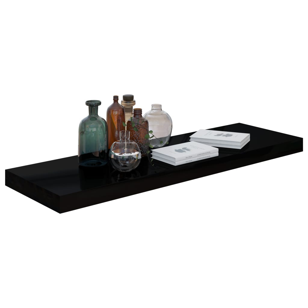 Étagères flottantes, 4 pièces, noir brillant, 80 x 23,5 x 3,8 cm, MDF
