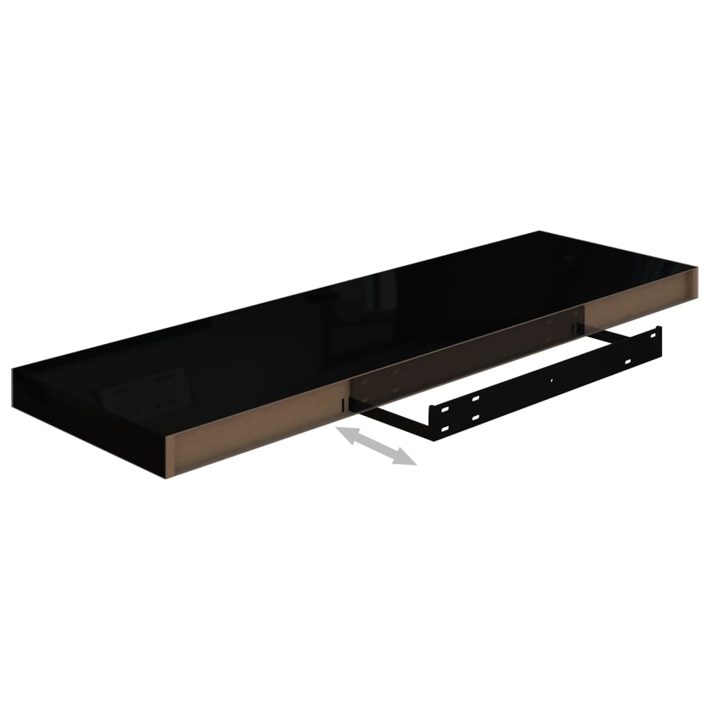 Étagères flottantes, 4 pièces, noir brillant, 80 x 23,5 x 3,8 cm, MDF