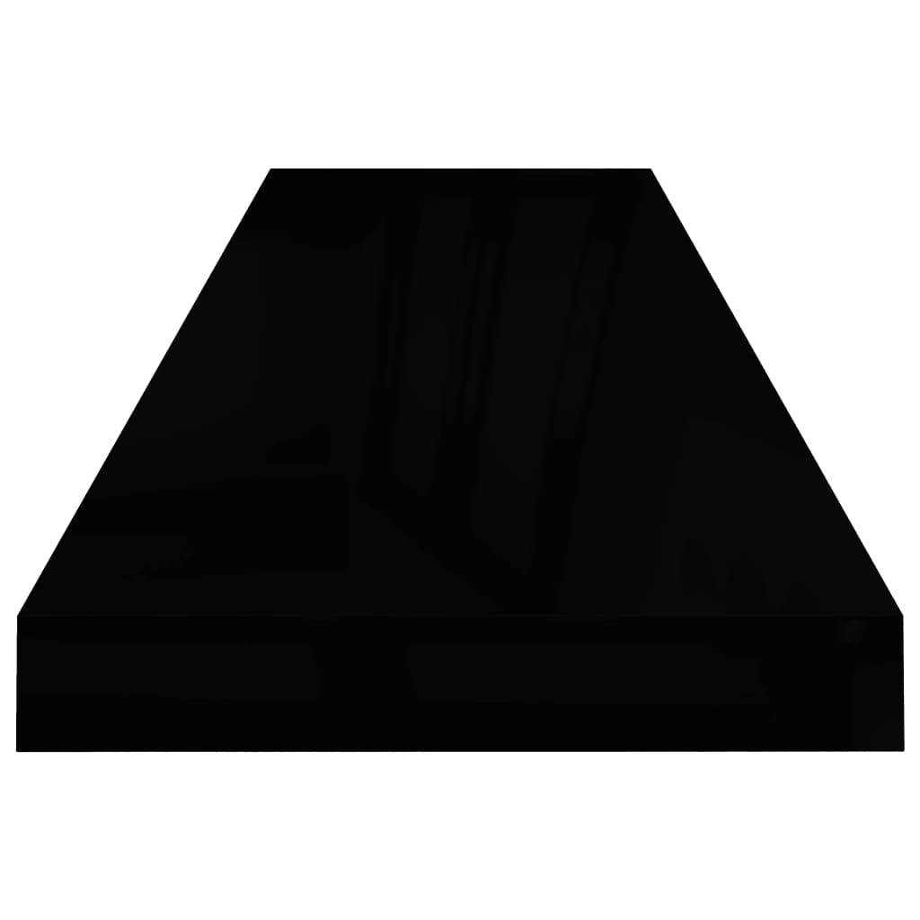 Étagères flottantes, lot de 2, noir brillant, 90 x 23,5 x 3,8 cm, MDF
