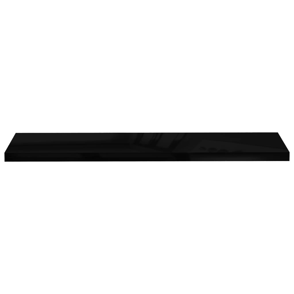 Étagères flottantes, lot de 2, noir brillant, 120 x 23,5 x 3,8 cm, MDF