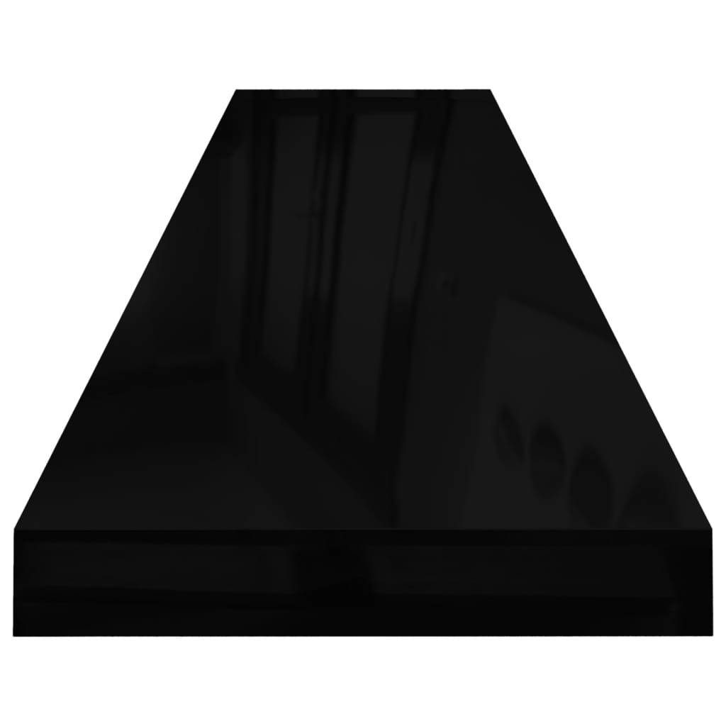 Étagères flottantes, lot de 2, noir brillant, 120 x 23,5 x 3,8 cm, MDF