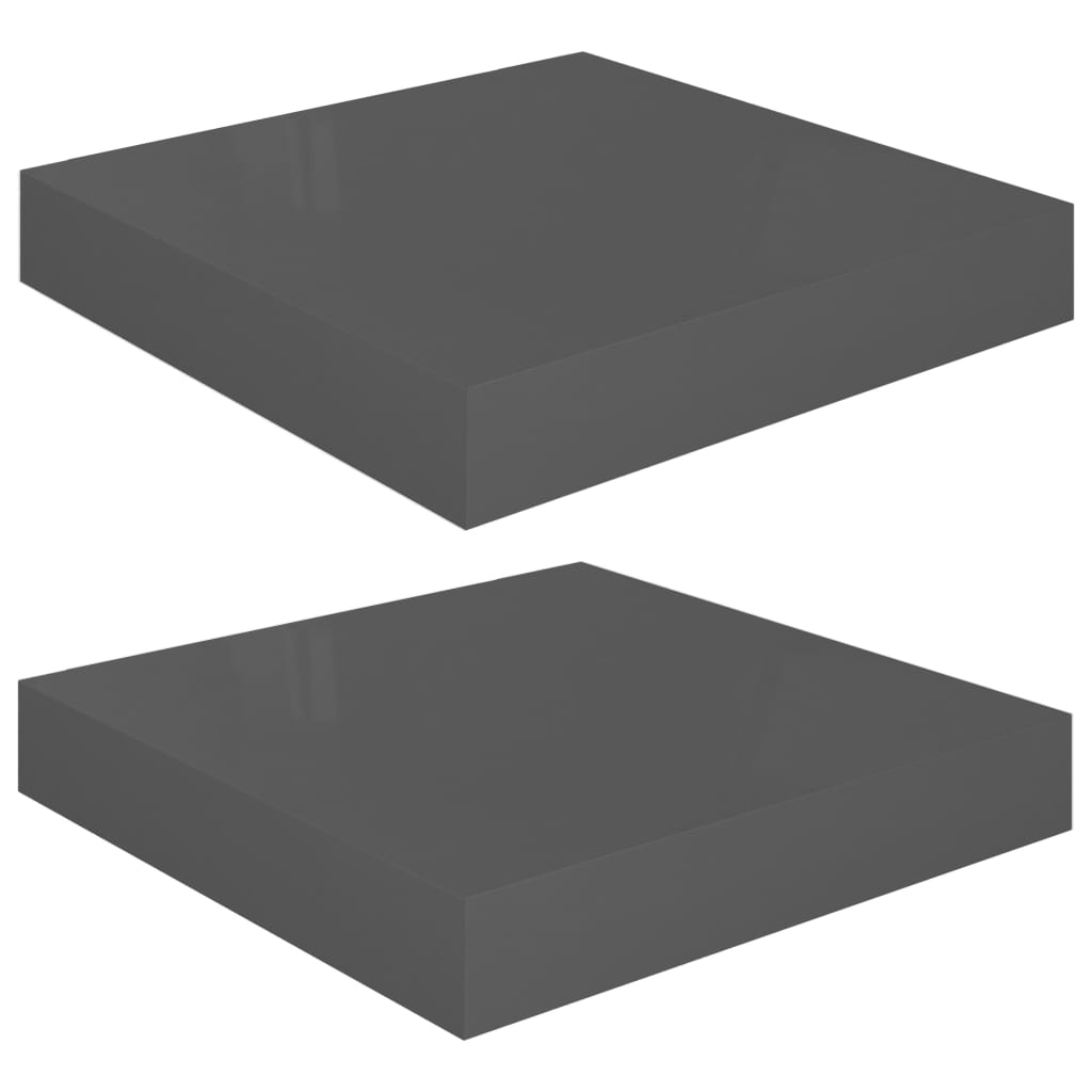 Étagères flottantes, lot de 2, gris brillant, 23 x 23,5 x 3,8 cm, MDF