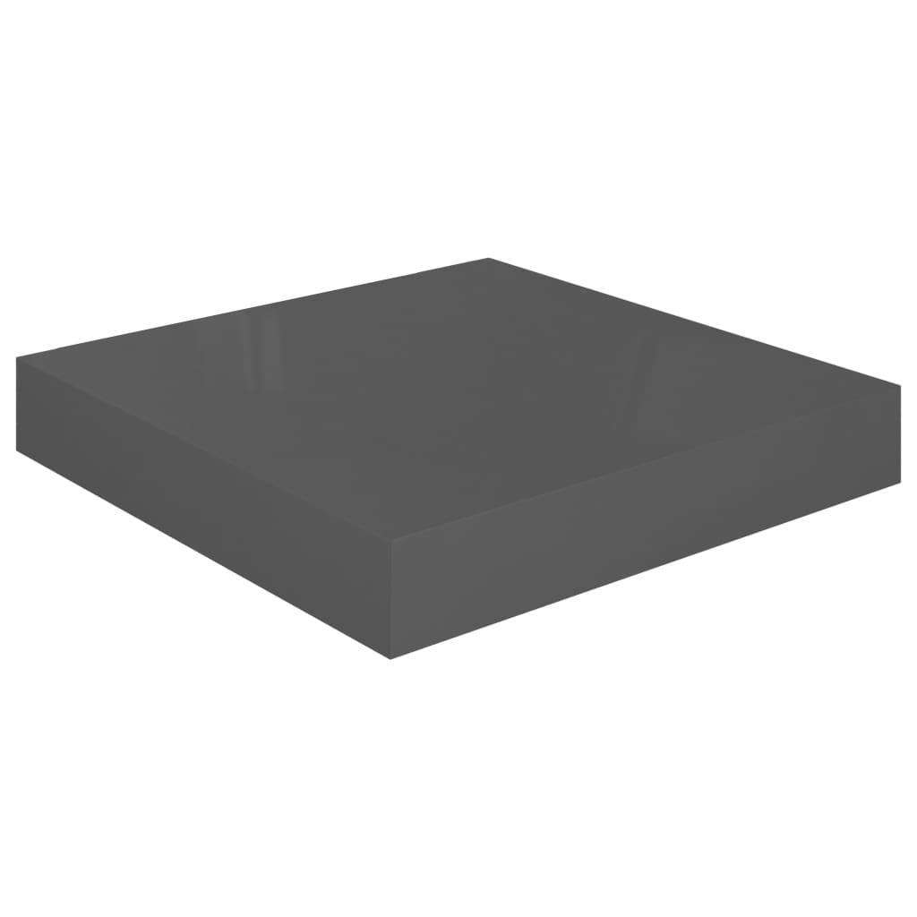 Floating shelves 4 pcs. High-gloss grey 23x23.5x3.8 cm MDF