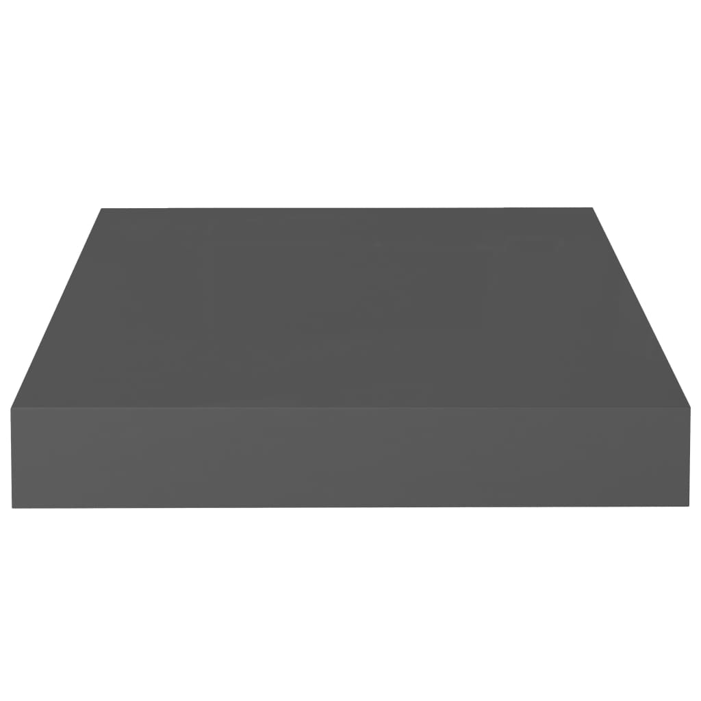 Floating shelves 4 pcs. High-gloss grey 23x23.5x3.8 cm MDF