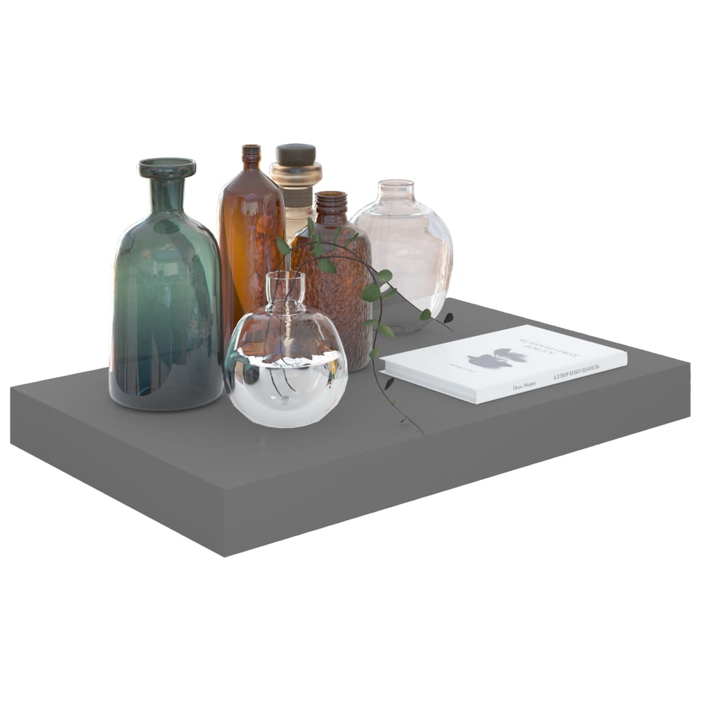 Étagères flottantes, lot de 2, gris brillant, 40 x 23 x 3,8 cm, MDF