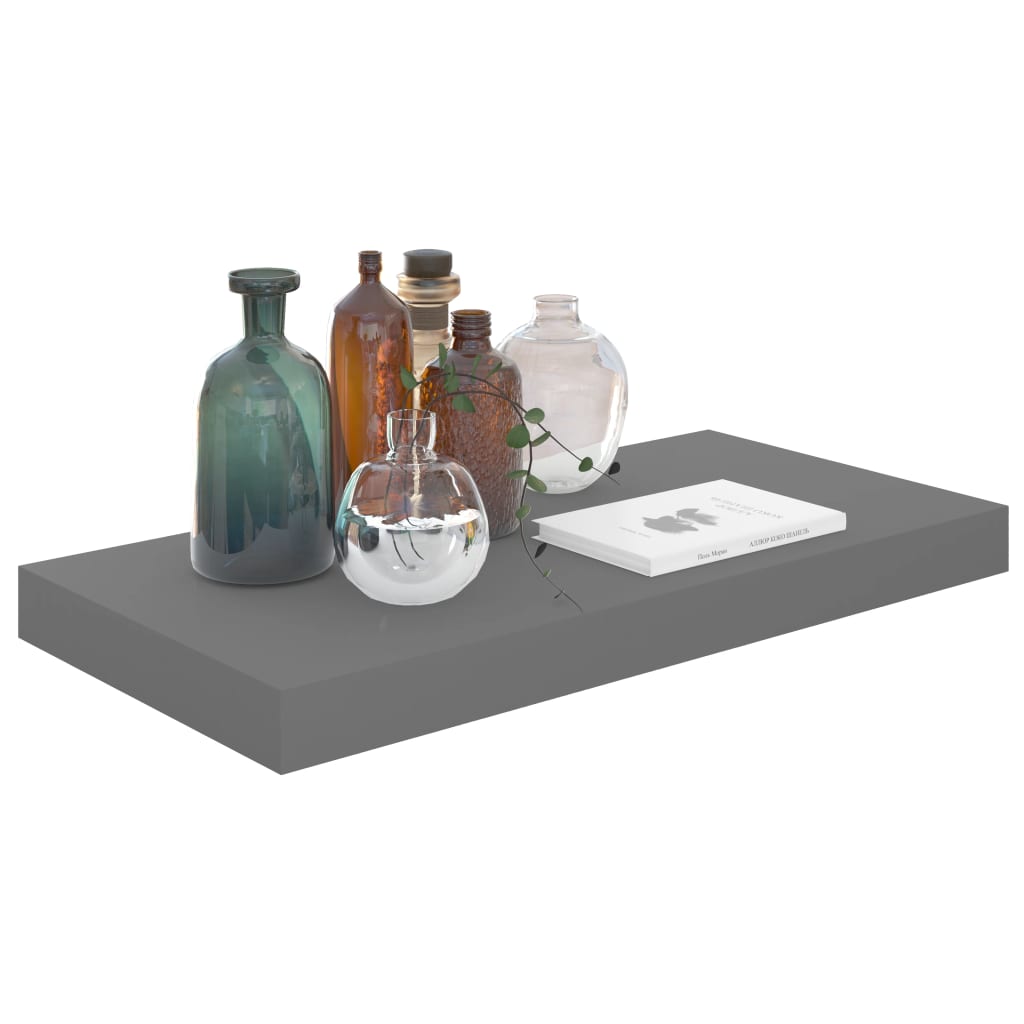 Étagère flottante gris brillant 50x23x3,8 cm MDF