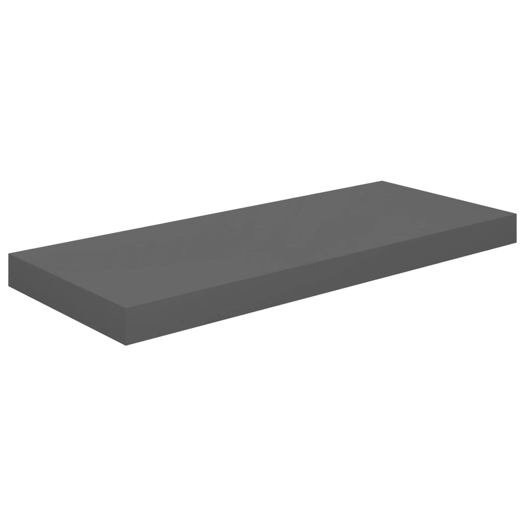 Étagères flottantes, lot de 2, gris brillant, 60 x 23,5 x 3,8 cm, MDF