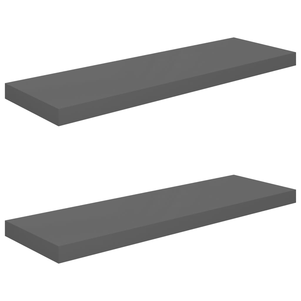 Étagères flottantes, lot de 2, gris brillant, 80 x 23,5 x 3,8 cm, MDF