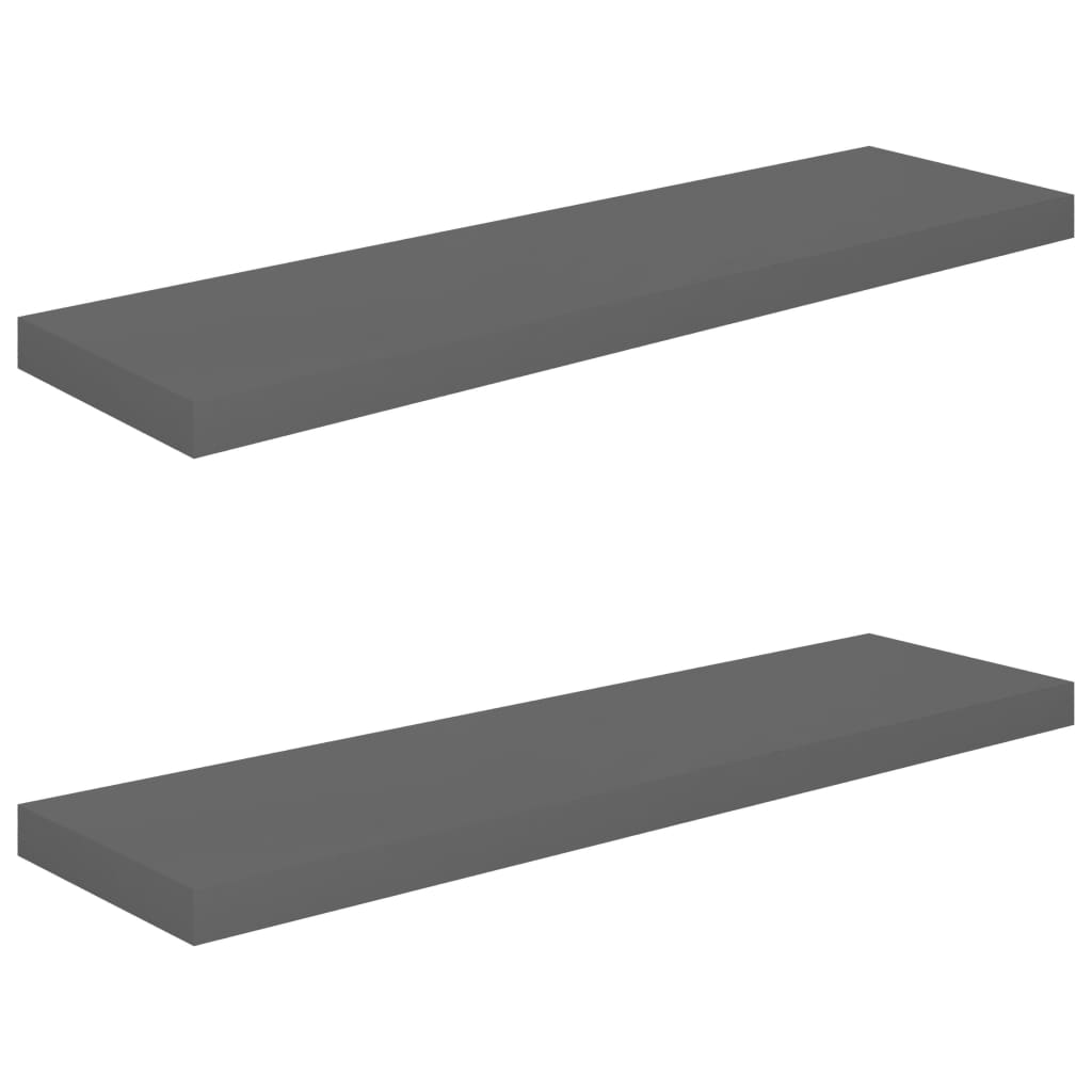 Étagères flottantes, lot de 2, gris brillant, 90 x 23,5 x 3,8 cm, MDF