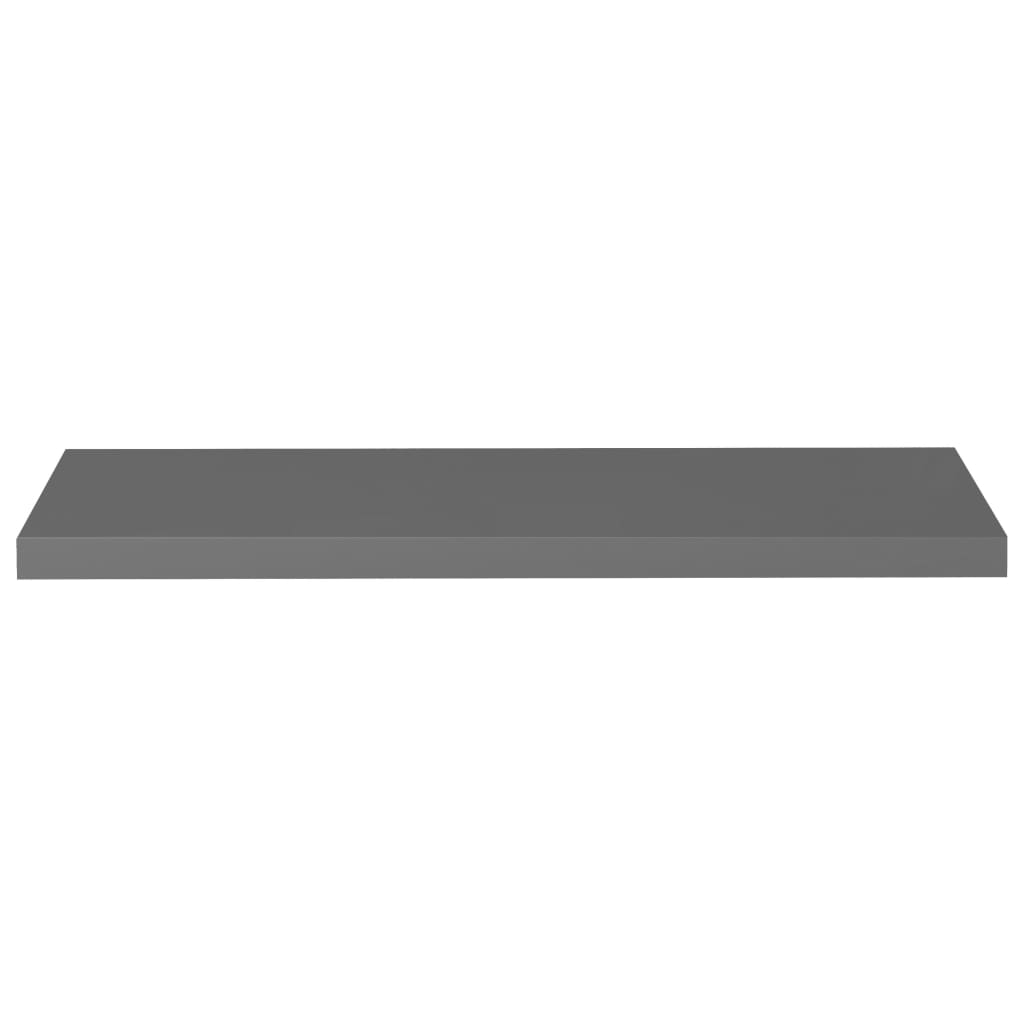 Floating shelves 4 pcs. High-gloss grey 90x23.5x3.8 cm MDF
