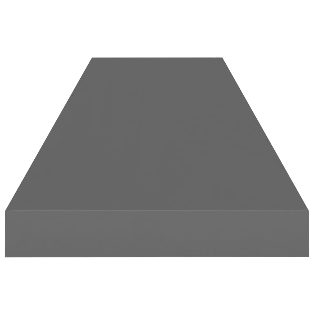 Floating shelves 4 pcs. High-gloss grey 90x23.5x3.8 cm MDF
