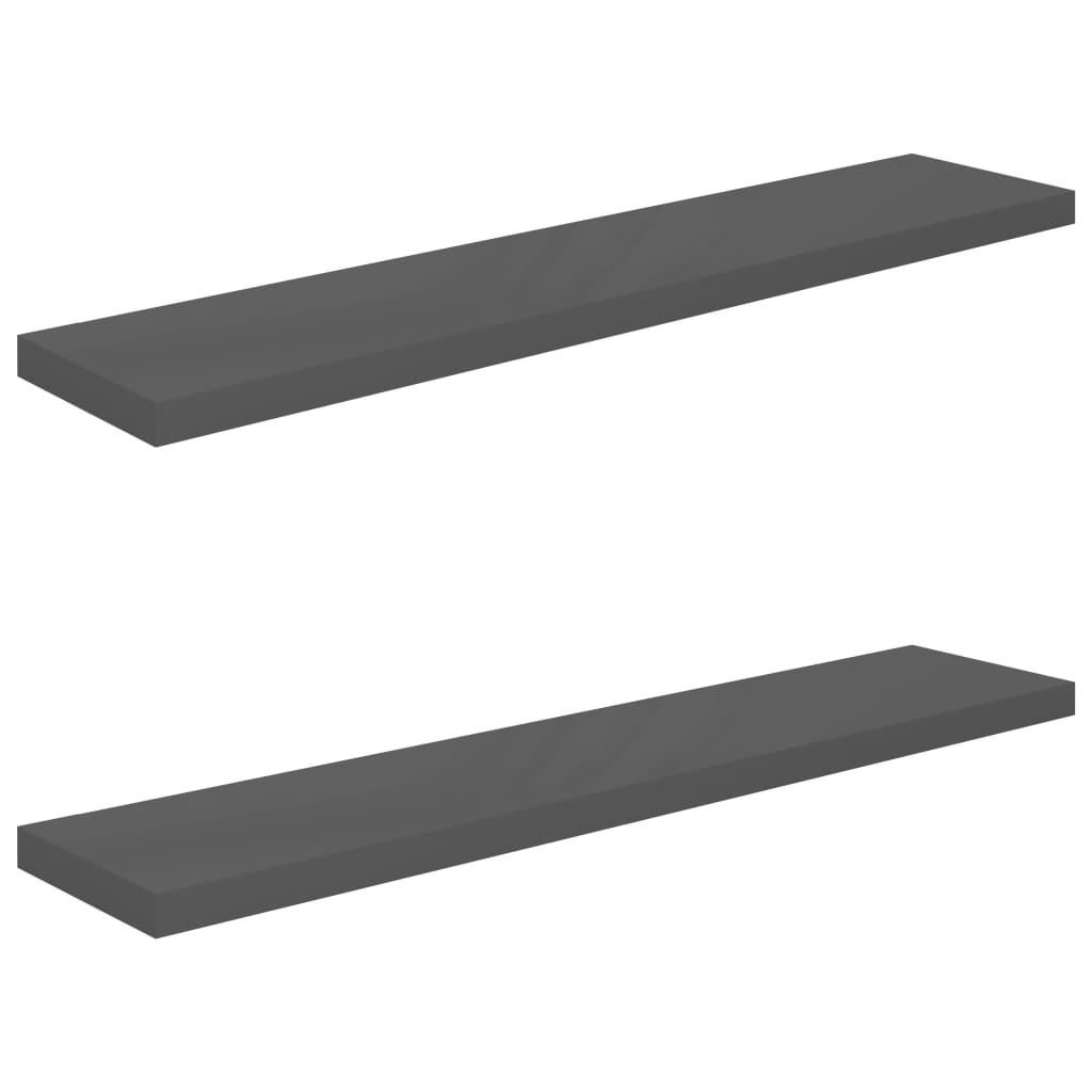 Étagères flottantes, lot de 2, gris brillant, 120 x 23,5 x 3,8 cm, MDF