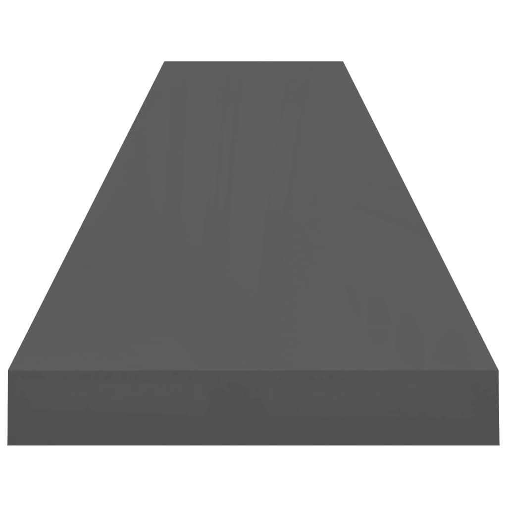 Étagères flottantes, lot de 2, gris brillant, 120 x 23,5 x 3,8 cm, MDF