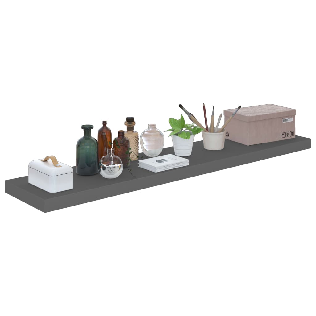 Floating shelves 4 pcs. High-gloss grey 120x23.5x3.8 cm MDF