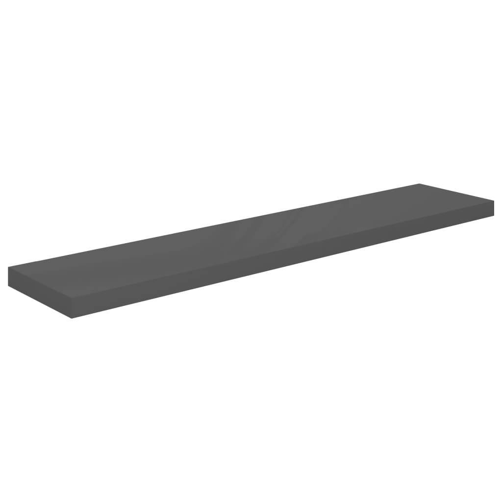 Floating shelves 4 pcs. High-gloss grey 120x23.5x3.8 cm MDF