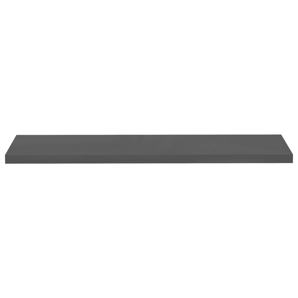 Floating shelves 4 pcs. High-gloss grey 120x23.5x3.8 cm MDF