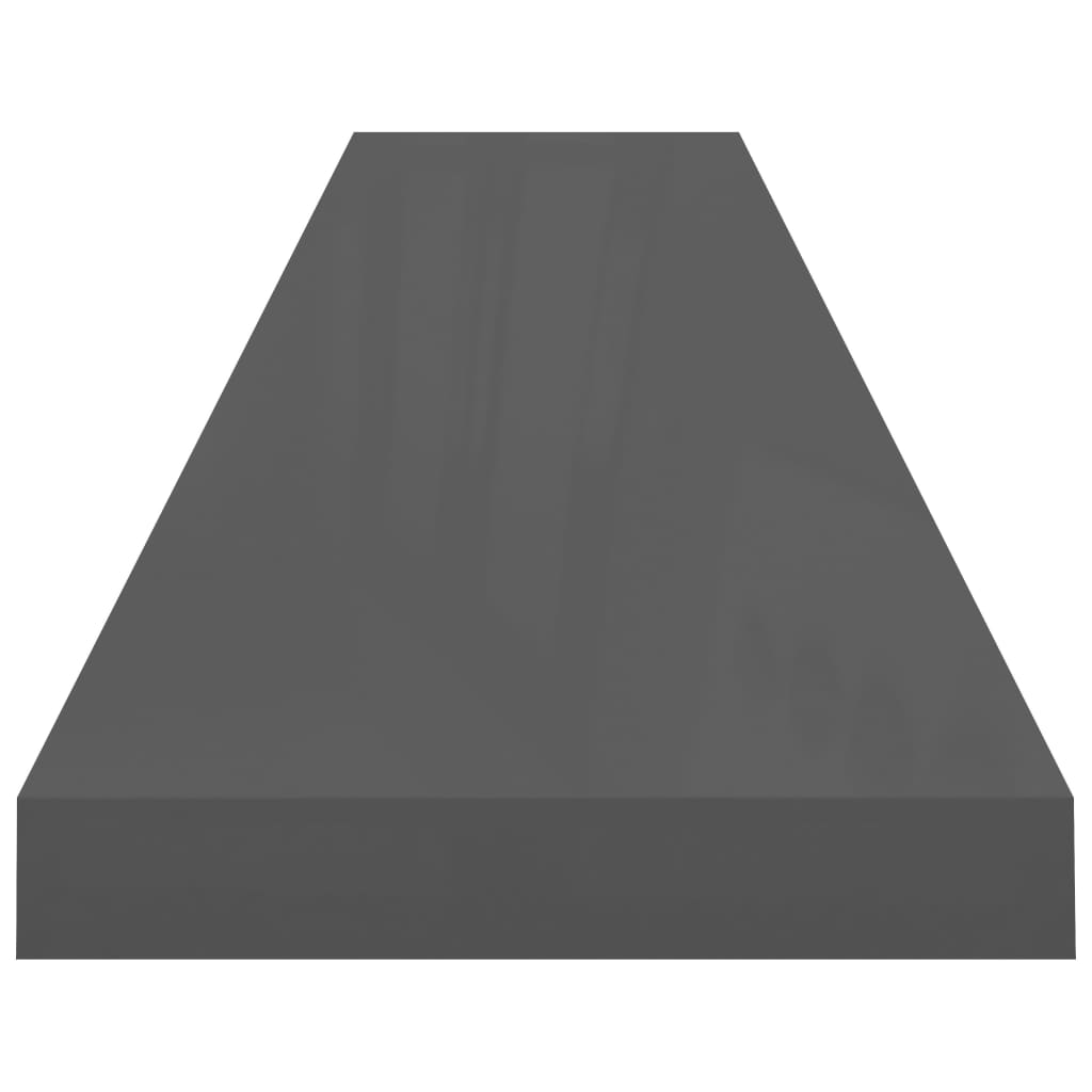 Floating shelves 4 pcs. High-gloss grey 120x23.5x3.8 cm MDF