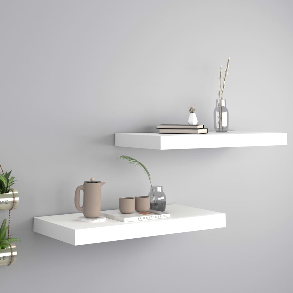 Étagères flottantes, lot de 2, blanches, 50 x 23 x 3,8 cm, MDF