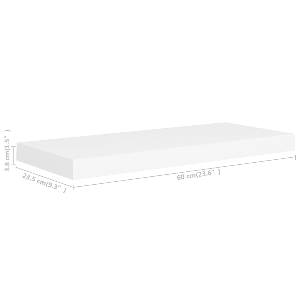 Étagères flottantes, lot de 4, blanc, 60 x 23,5 x 3,8 cm, MDF