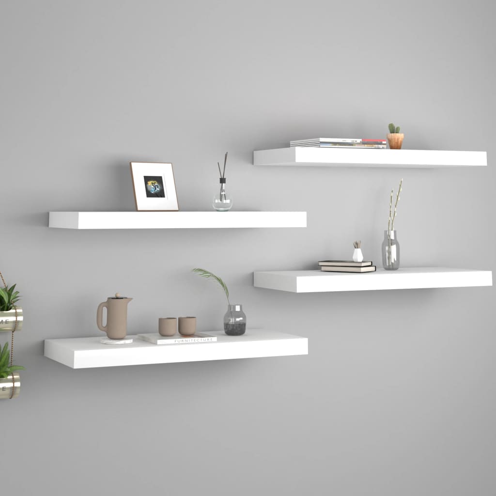 Étagères flottantes, lot de 4, blanc, 60 x 23,5 x 3,8 cm, MDF