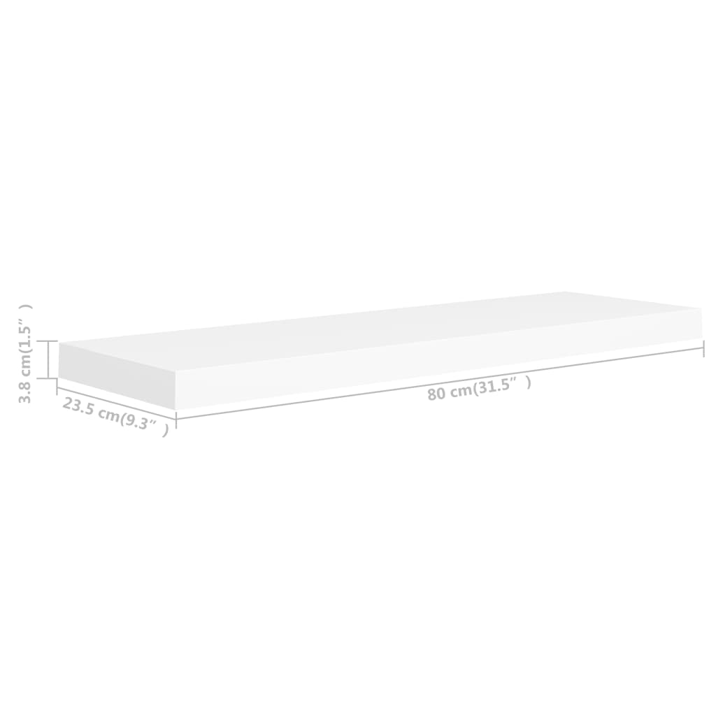 Étagères flottantes, lot de 4, blanc, 80 x 23,5 x 3,8 cm, MDF